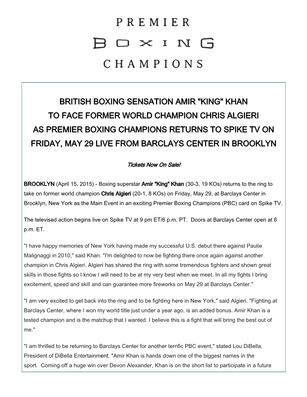 British Boxing Sensation Amir "King" Khan