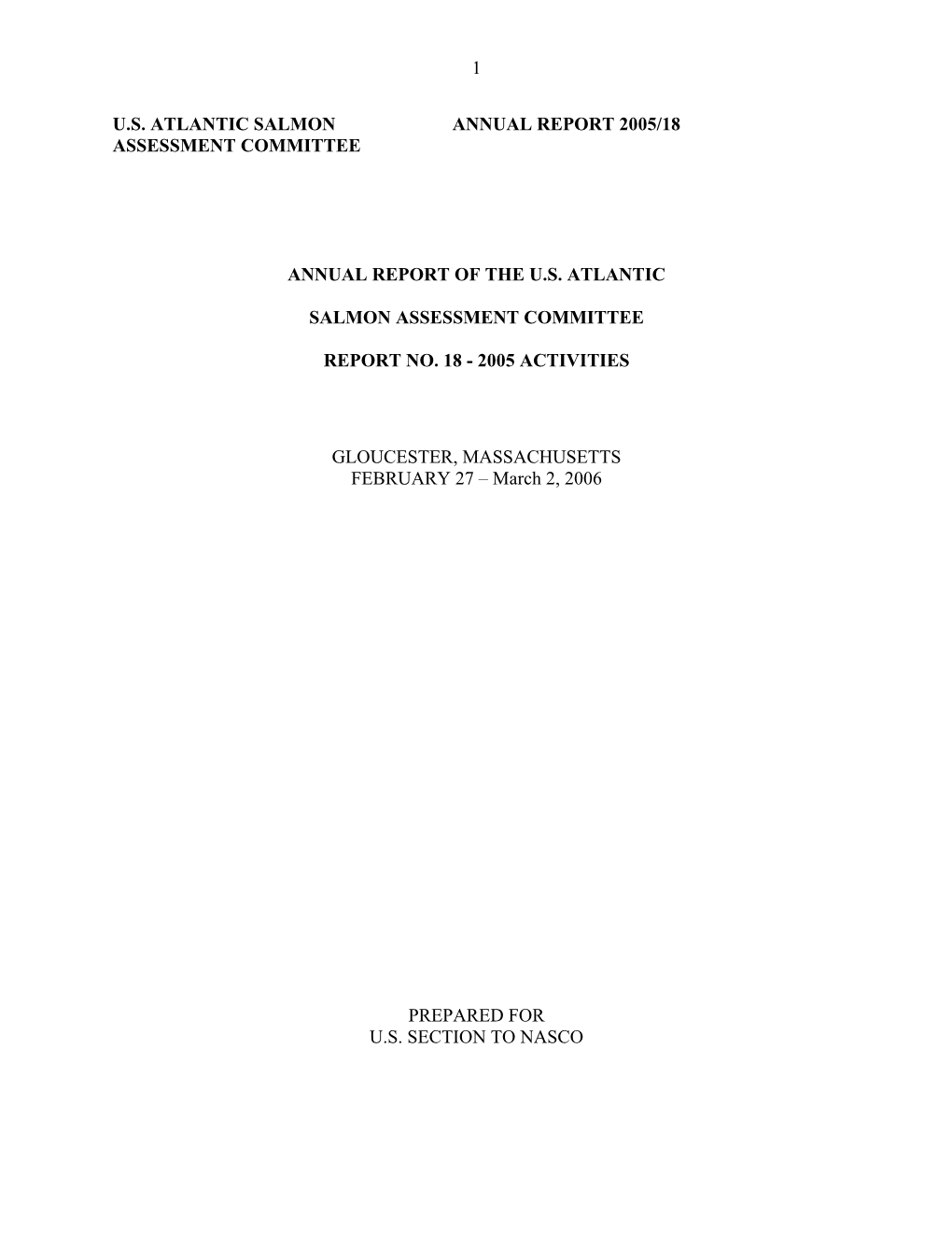 Annual Report of the U.S. Atlantic Salmon Assessment Committee: Report No