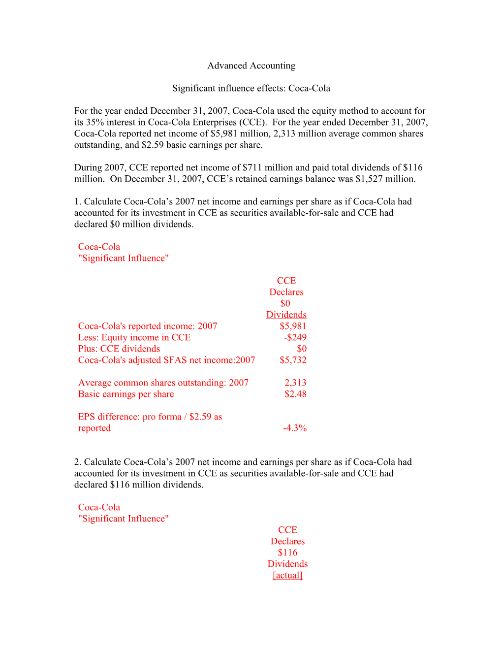 Significant Influence Effects: Coca-Cola