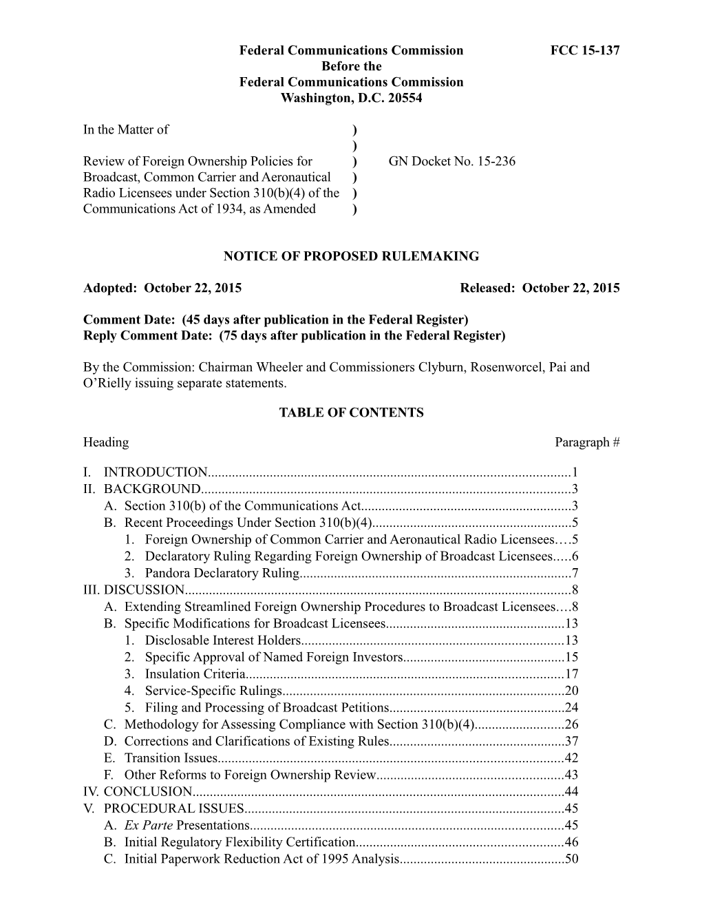 Federal Communications Commission FCC 15-137