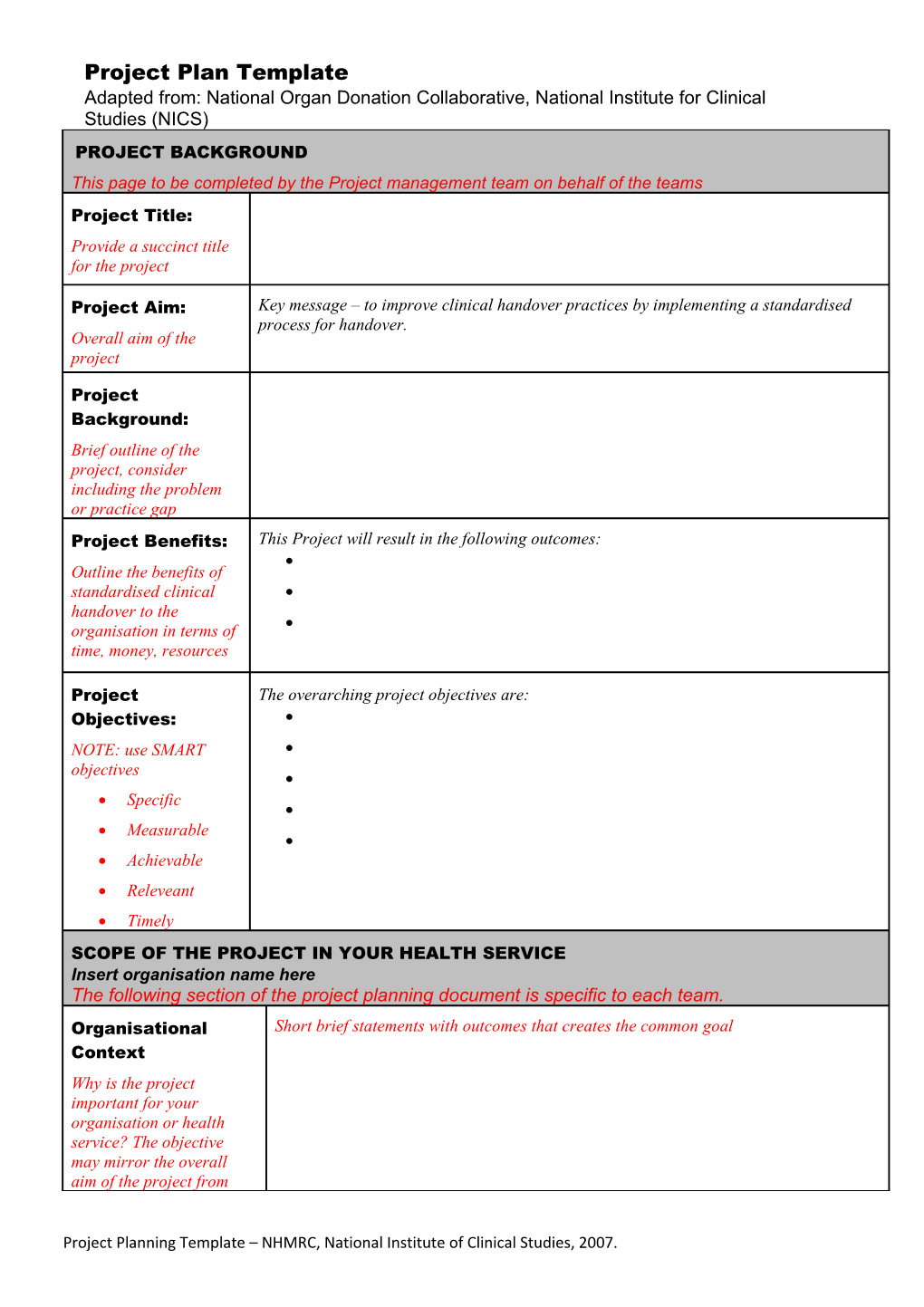 Pain Management Initiative Project Plan