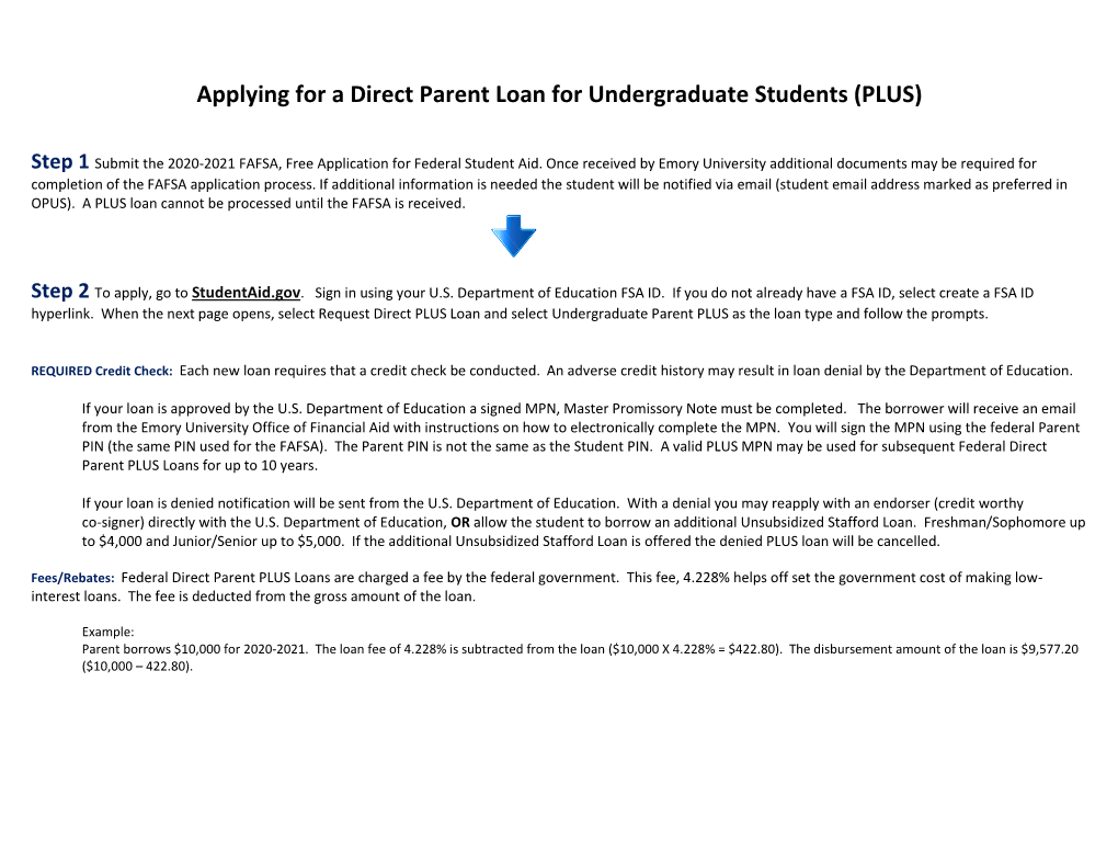 Applying for a Direct Parent Loan for Undergraduate Students (PLUS)