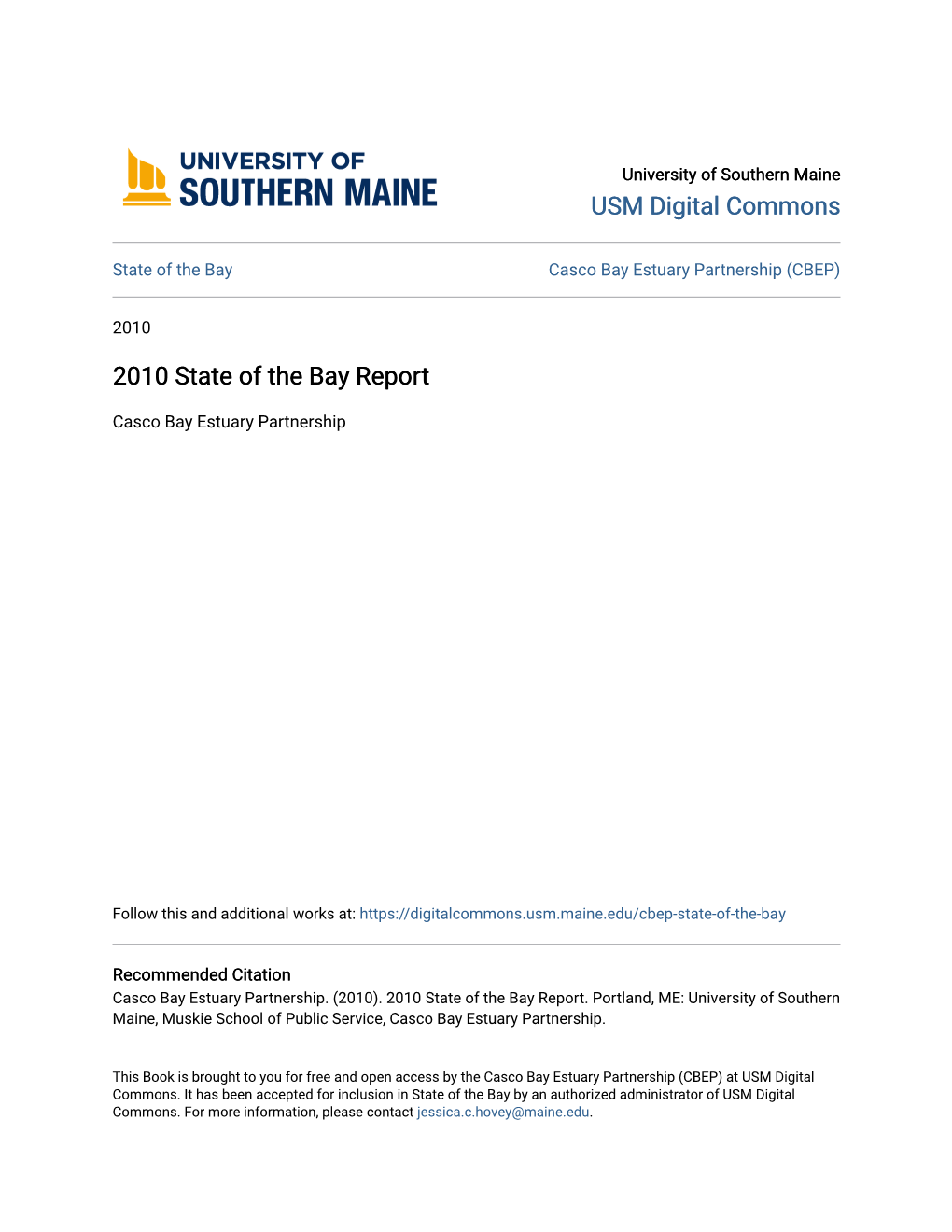 2010 State of the Bay Report