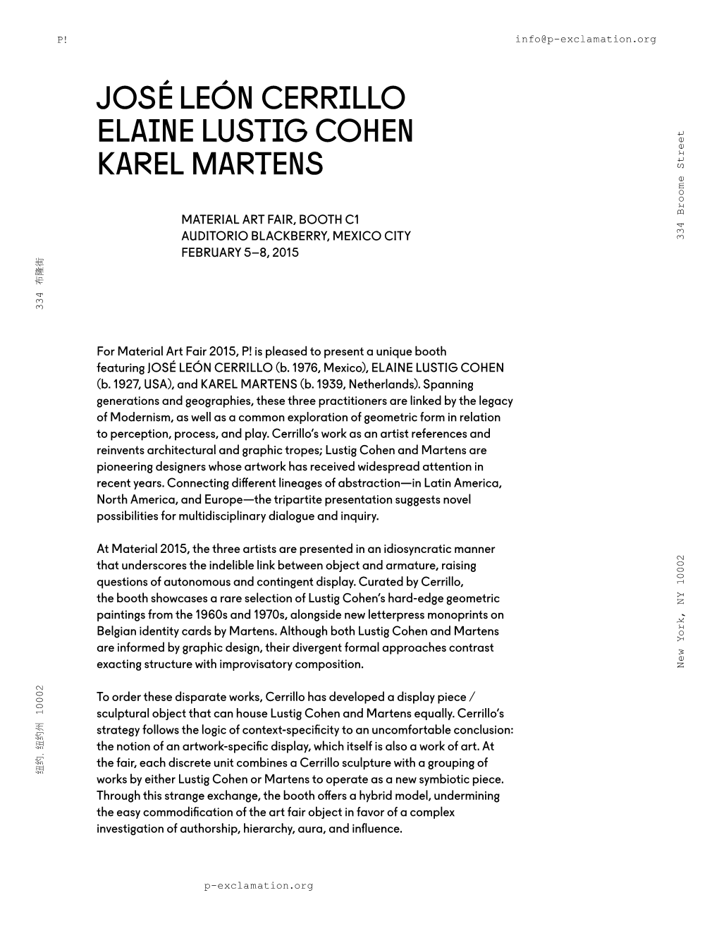 José León Cerrillo Elaine Lustig Cohen Karel Martens