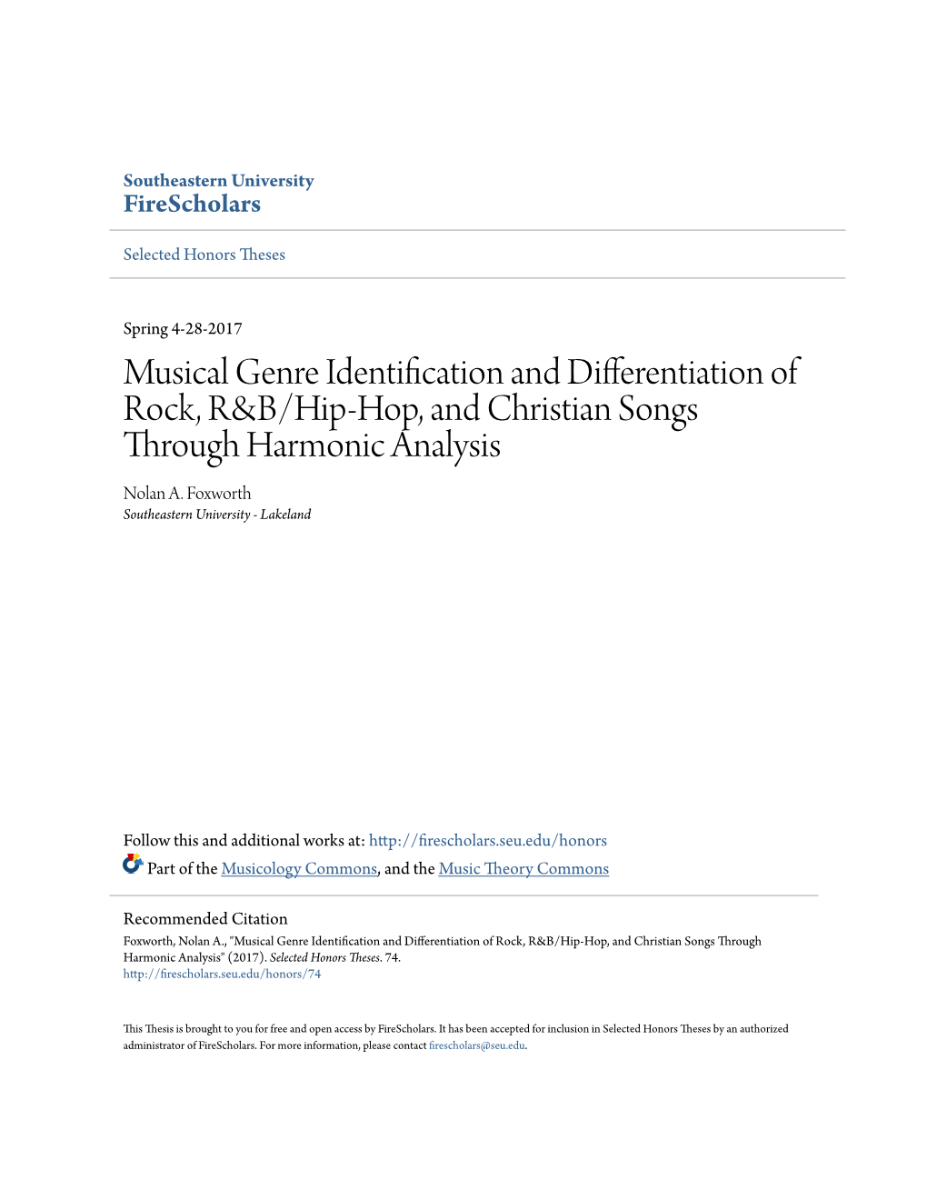 Musical Genre Identification and Differentiation of Rock, R&B/Hip