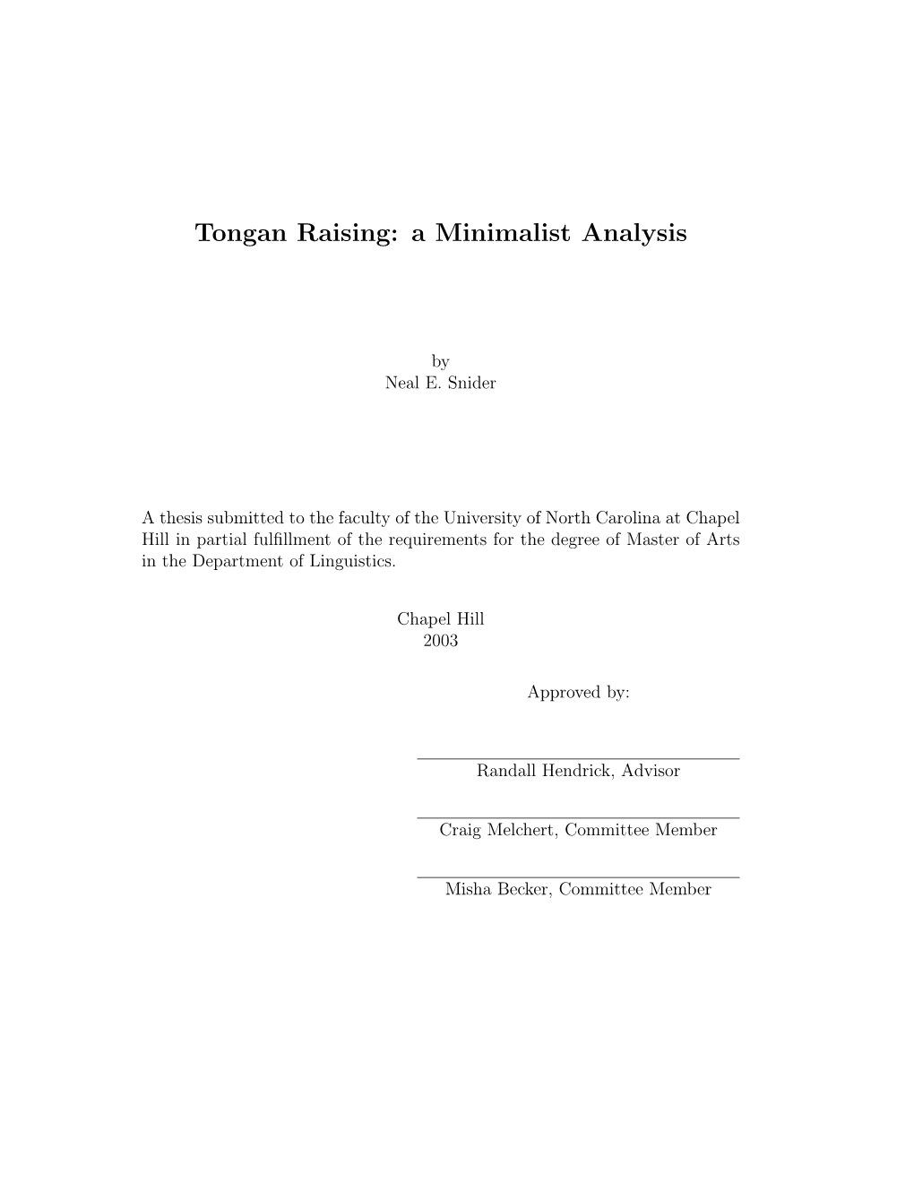 Tongan Raising: a Minimalist Analysis