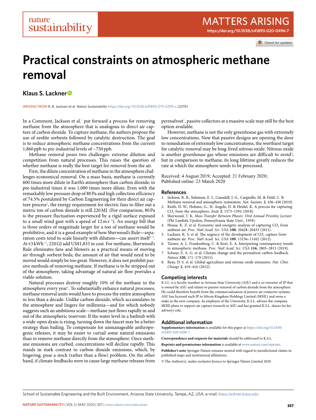 Practical Constraints on Atmospheric Methane Removal