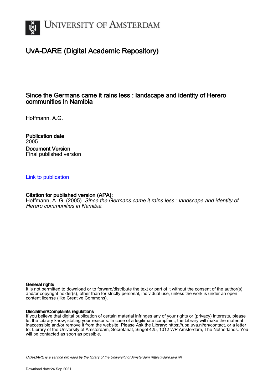 Landscape and Identity of Herero Communities in Namibia