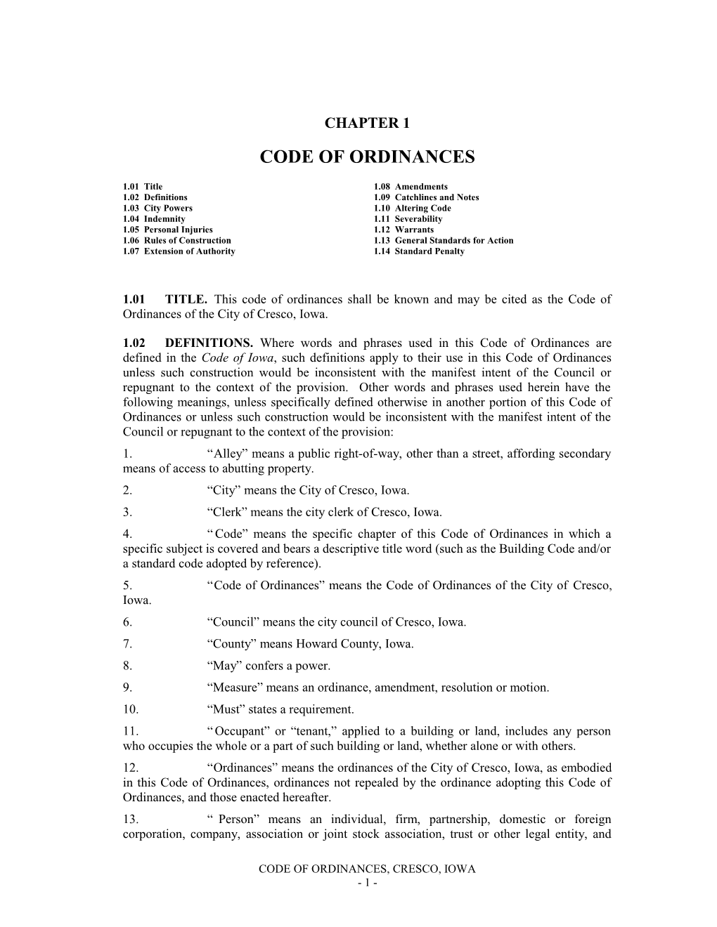 Code of Ordinances s2