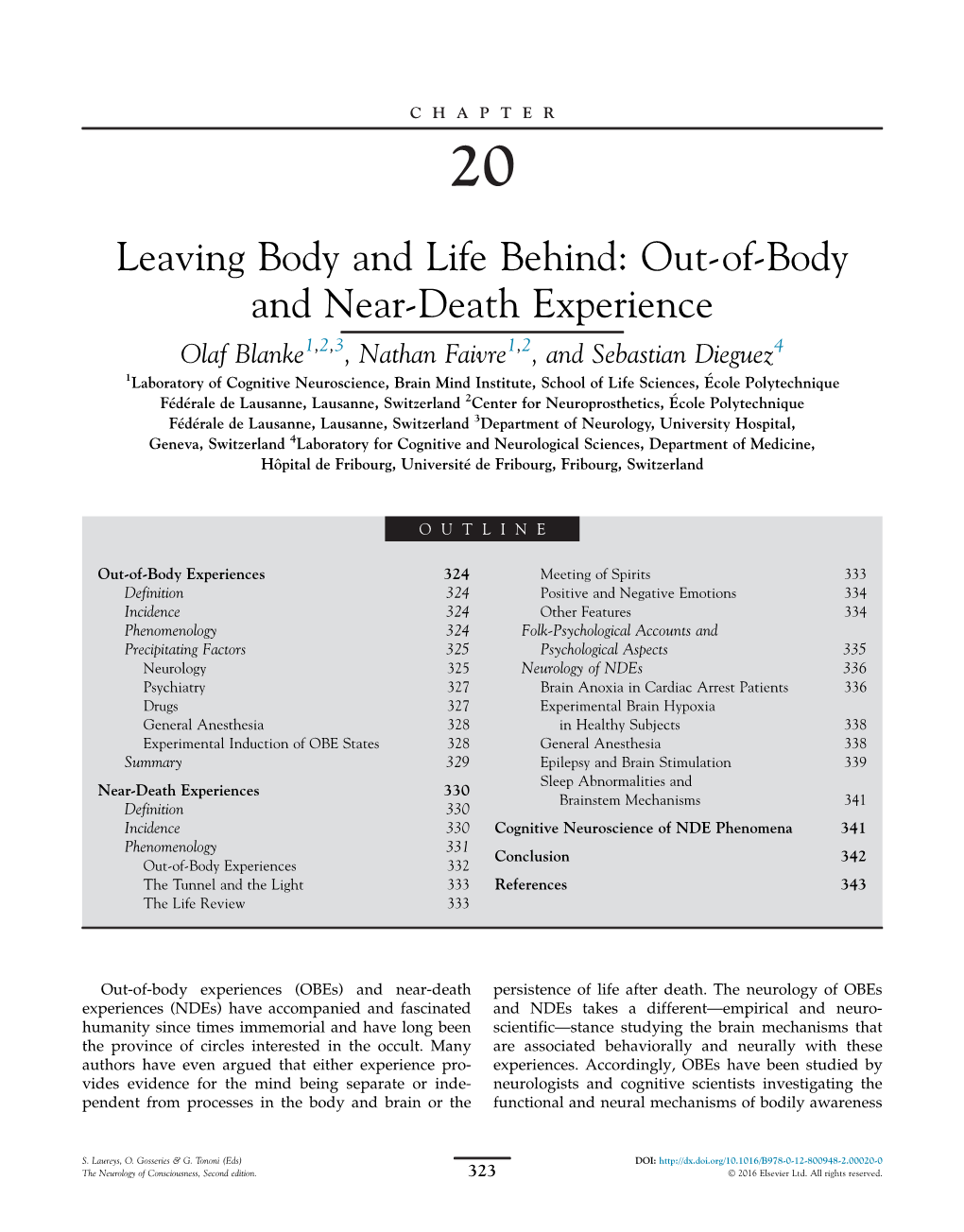 Chapter 20. Leaving Body and Life Behind Out-Of-Body and Near-Death Experience