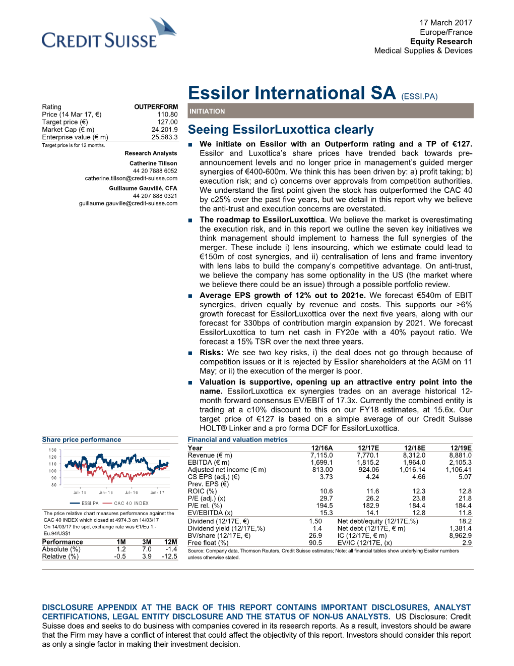 Essilor International SA (ESSI.PA)