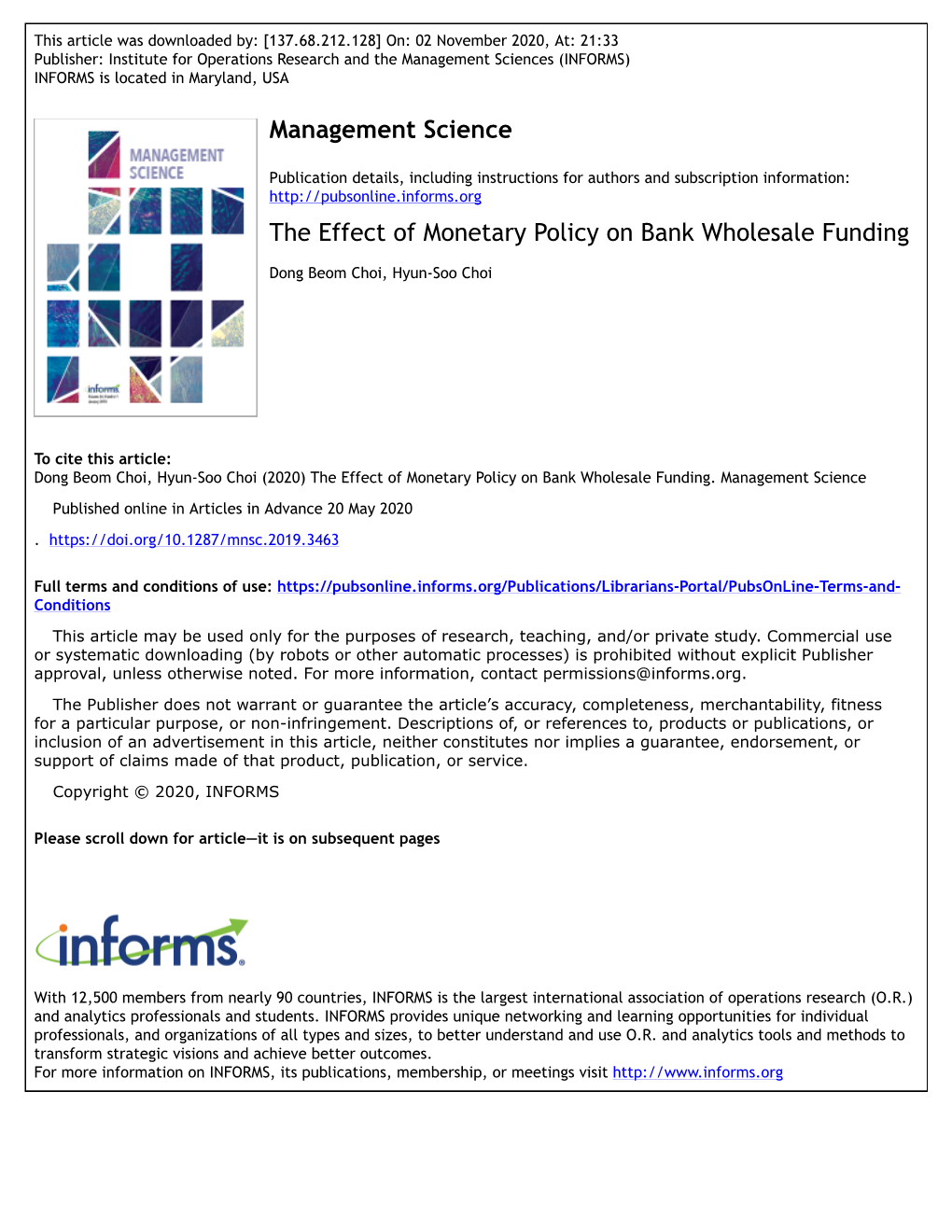 The Effect of Monetary Policy on Bank Wholesale Funding