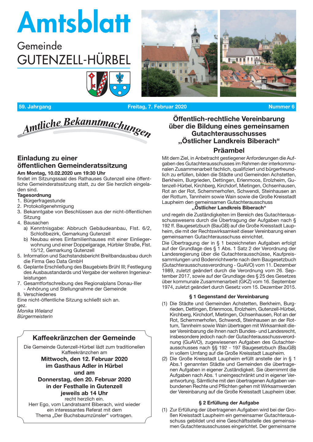 Amtsblatt Gemeinde GUTENZELL-HÜRBEL