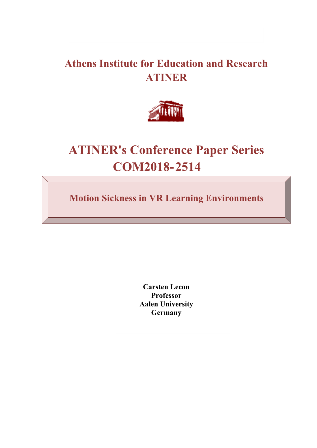 ATINER's Conference Paper Series COM2018-2514