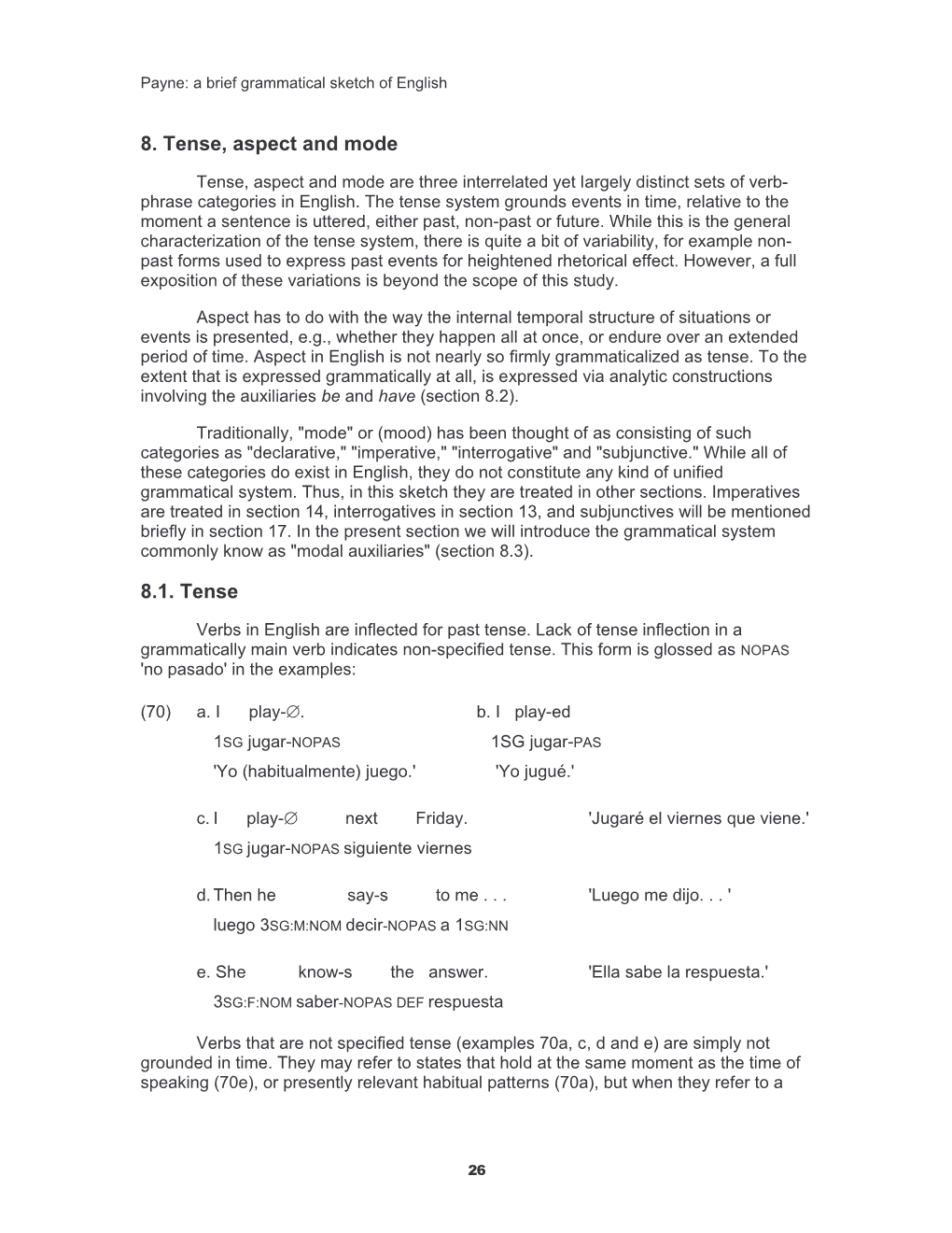 8. Tense, Aspect and Mode