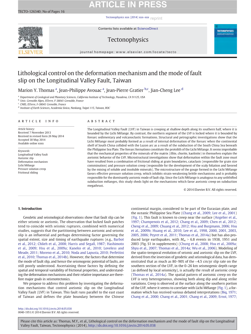 Lithological Control on the Deformation Mechanism and the Mode of Fault Slip on the Longitudinal Valley Fault, Taiwan