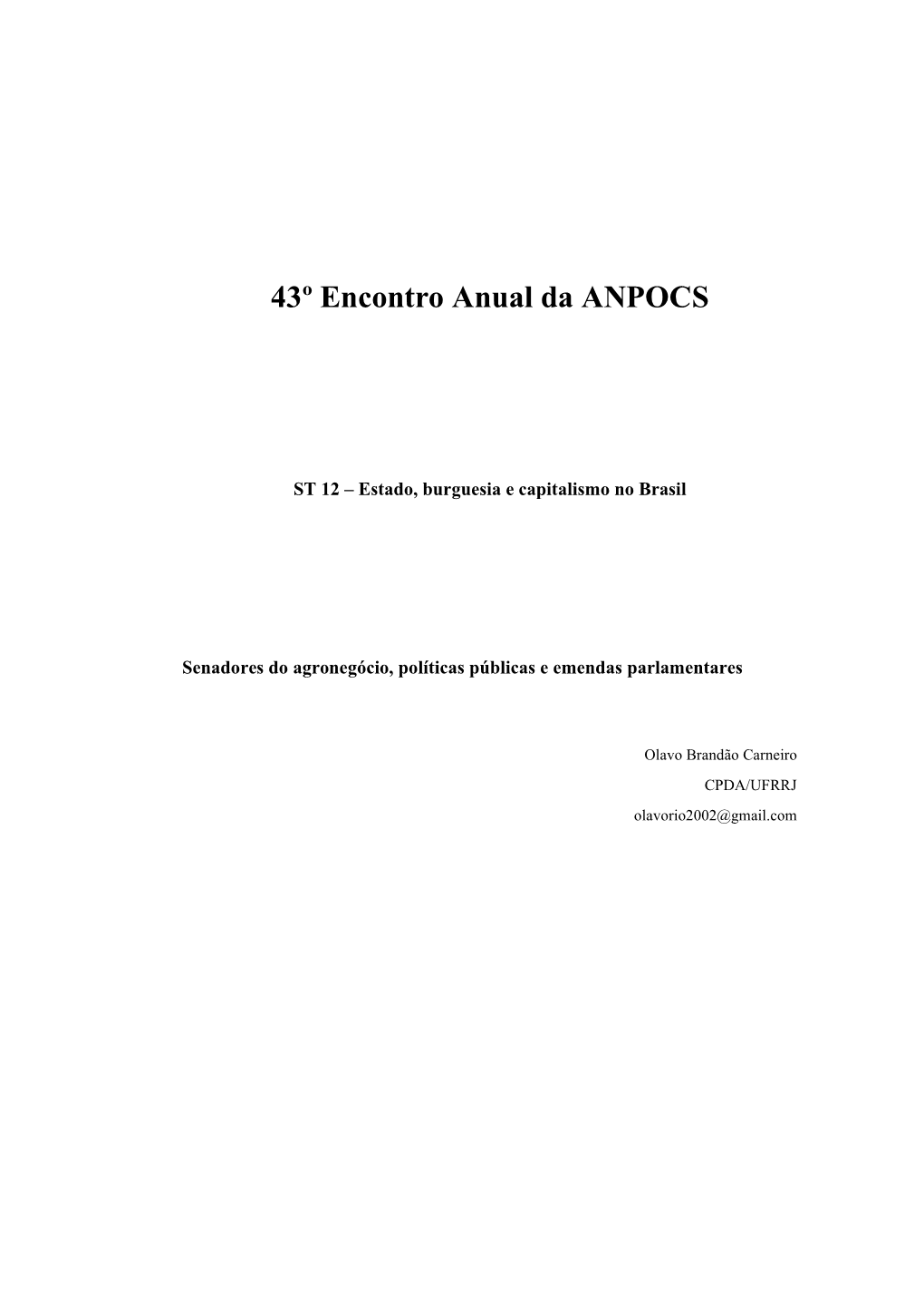 Pdf Senadores Do Agronegócio, Políticas Públicas E Emendas Parlamentares