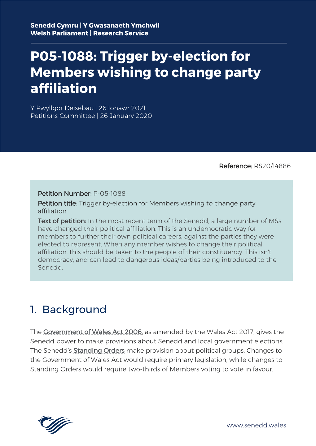 P05-1088: Trigger By-Election for Members Wishing to Change Party Affiliation