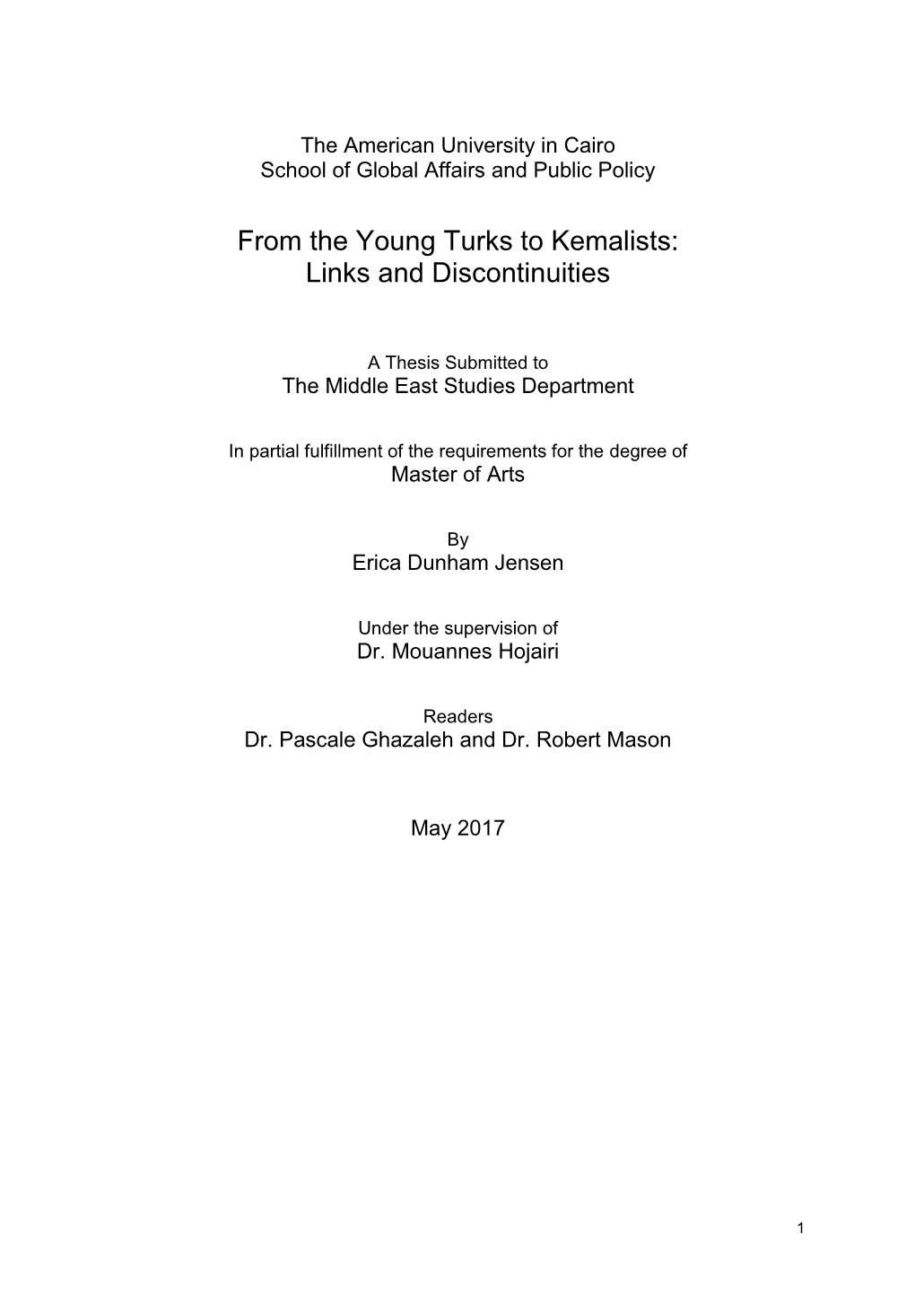 From the Young Turks to Kemalists: Links and Discontinuities