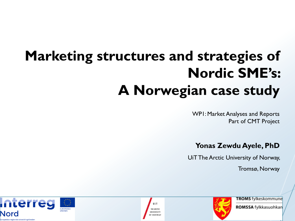 Marketing Structures and Strategies of Nordic SME's: a Norwegian Case