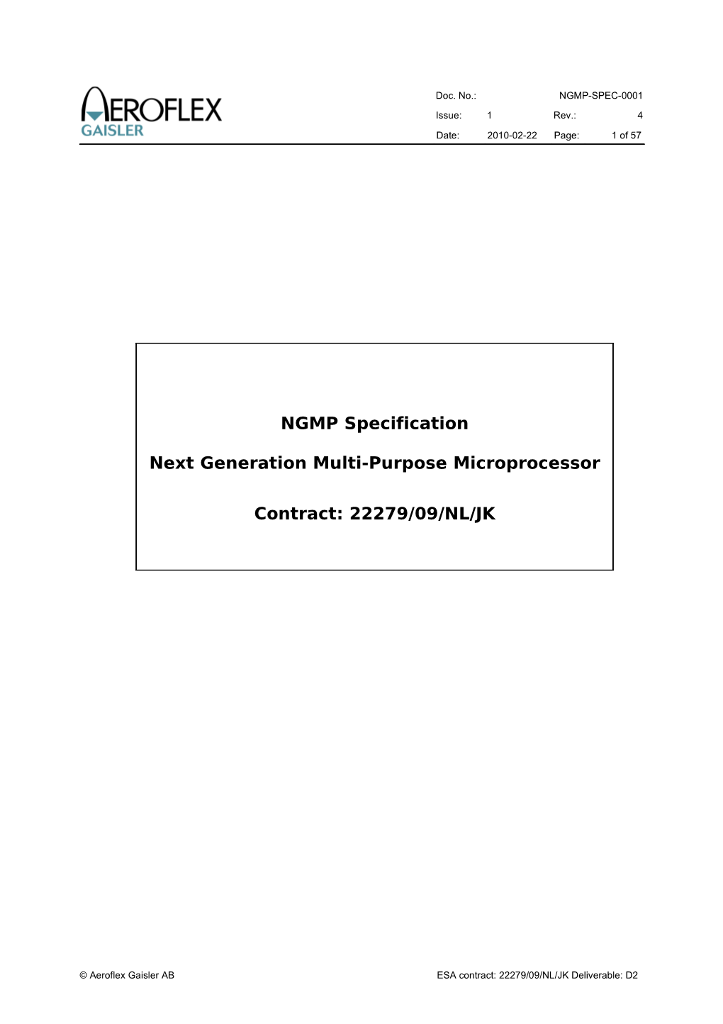 Preliminary NGMP Specification