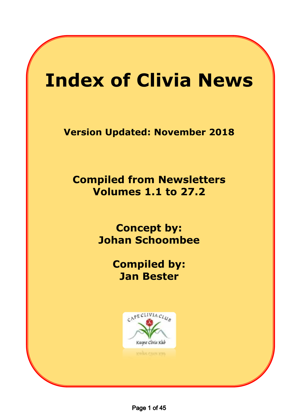 Of Clivia News