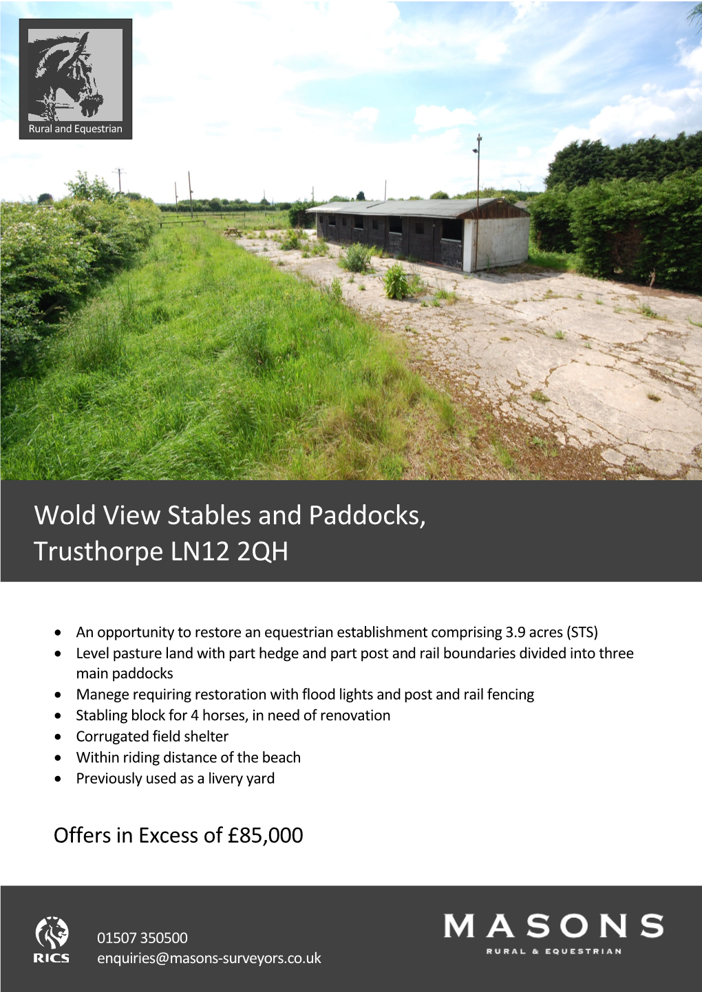 Wold View Stables and Paddocks, Trusthorpe LN12