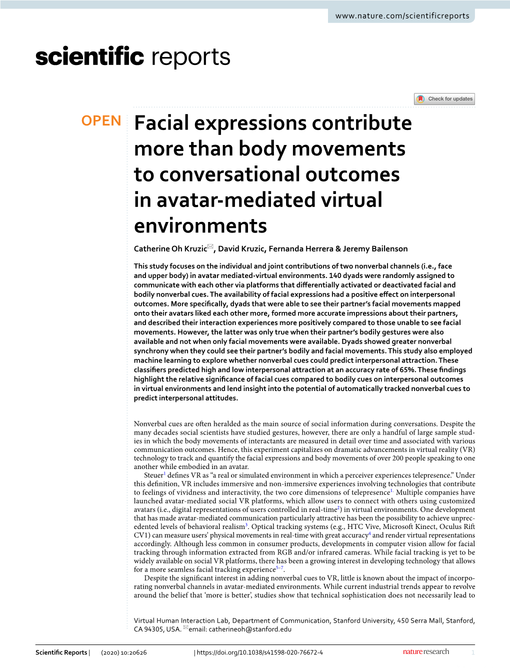 Facial Expressions Contribute More Than Body Movements To