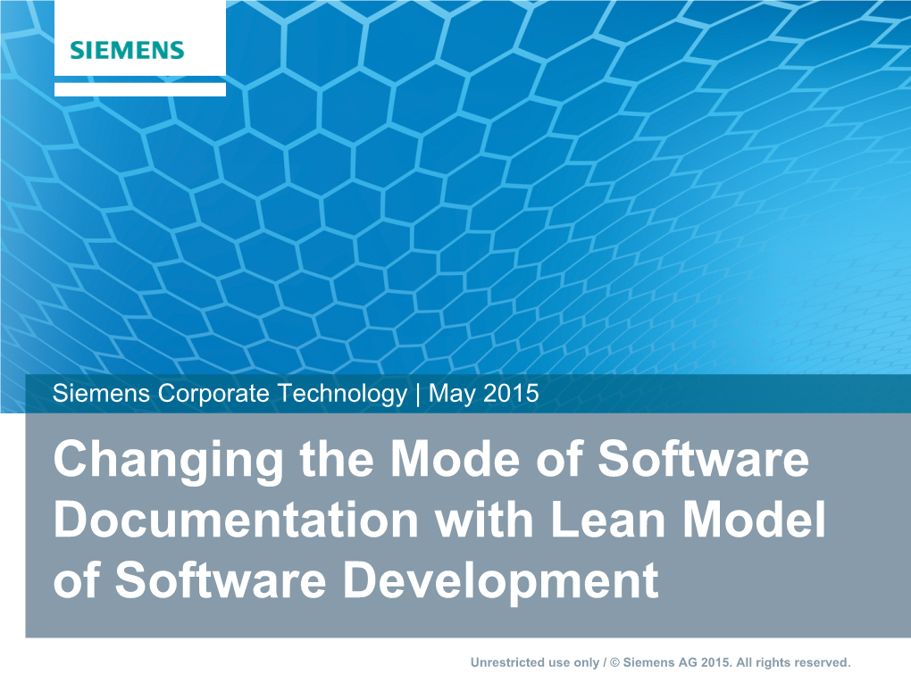 Changing the Mode of Software Documentation with Lean Model of Software Development