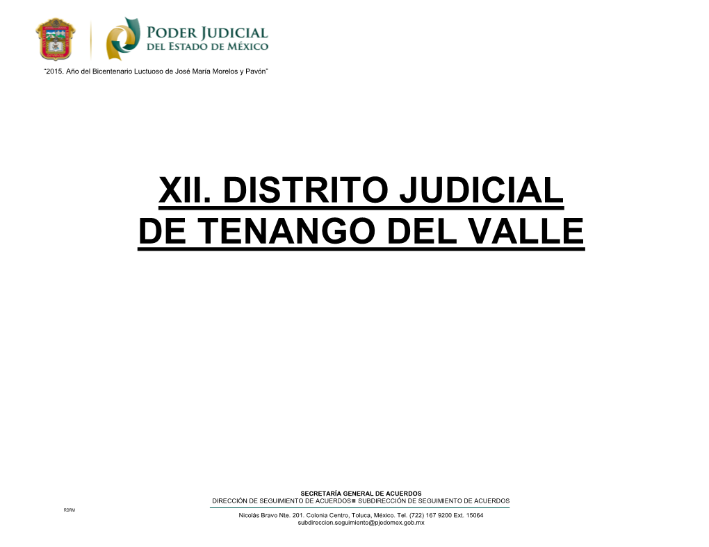 Xii. Distrito Judicial De Tenango Del Valle