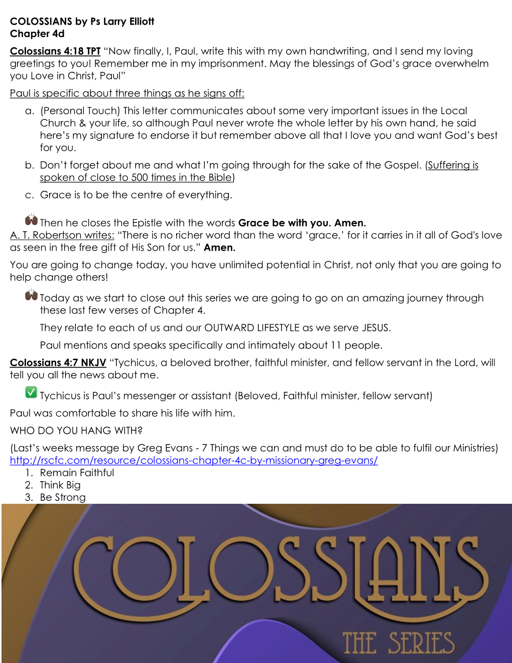 2019-10-13 Colossians Chapter 4D by Ps Larry Elliott