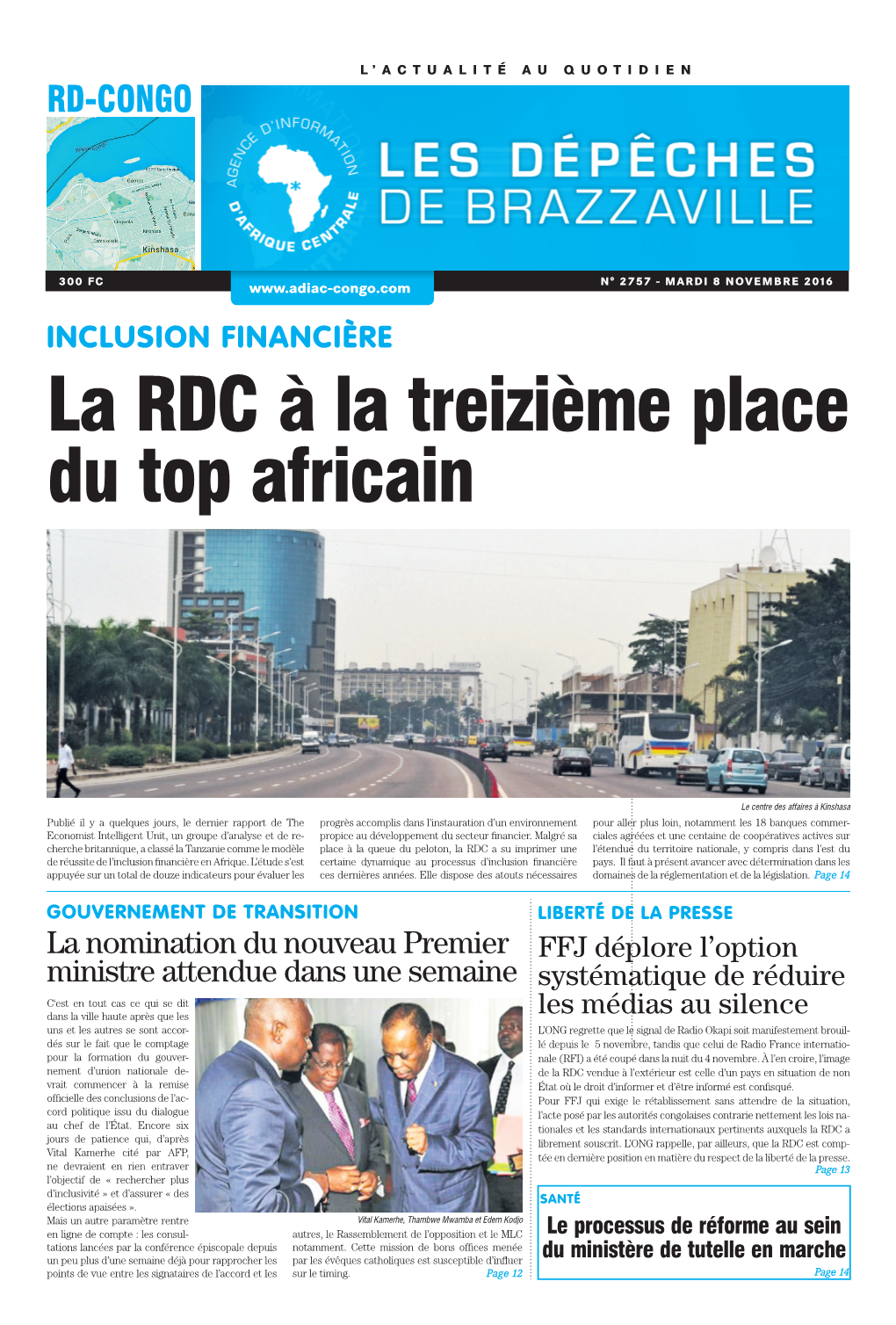 INCLUSION FINANCIÈRE La RDC À La Treizième Place Du Top Africain