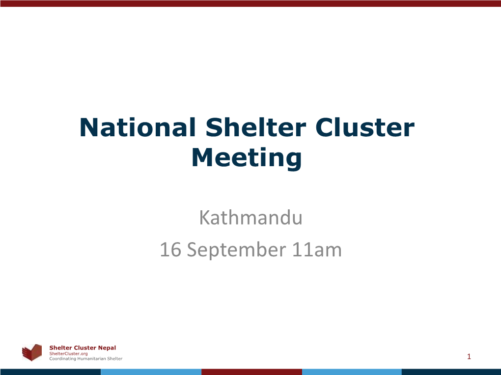 National Shelter Cluster Meeting