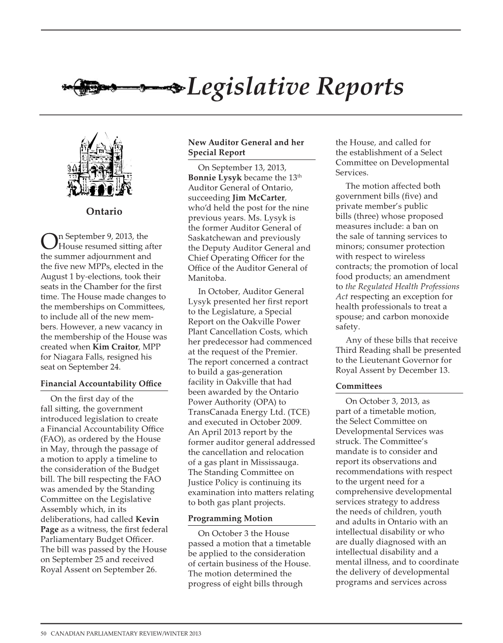 Legislative Reports