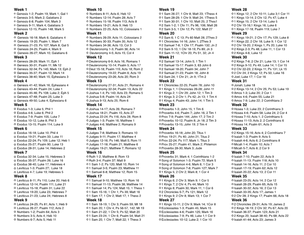 Quinby Bible Reading Plan