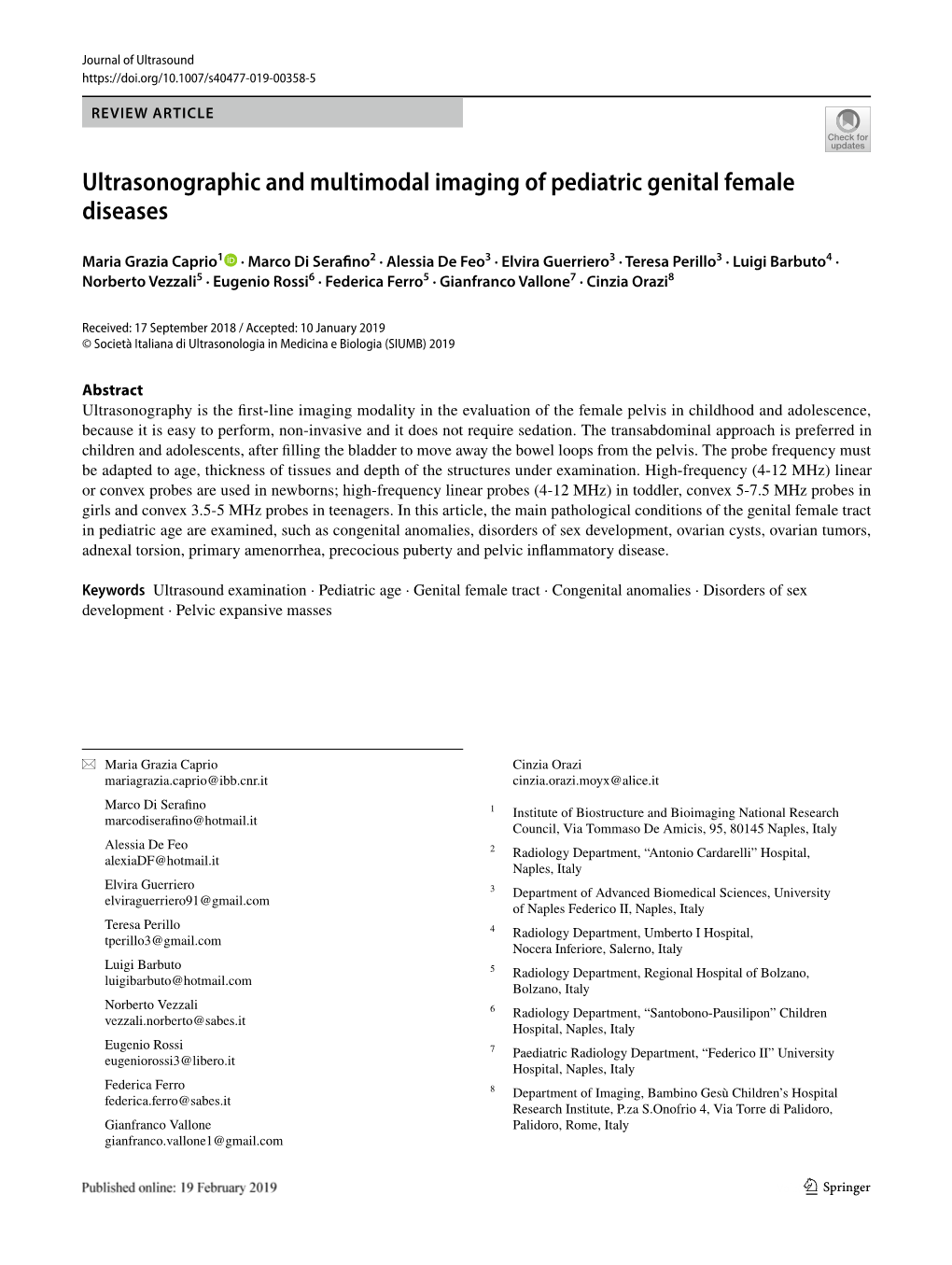 Ultrasonographic and Multimodal Imaging of Pediatric Genital Female Diseases