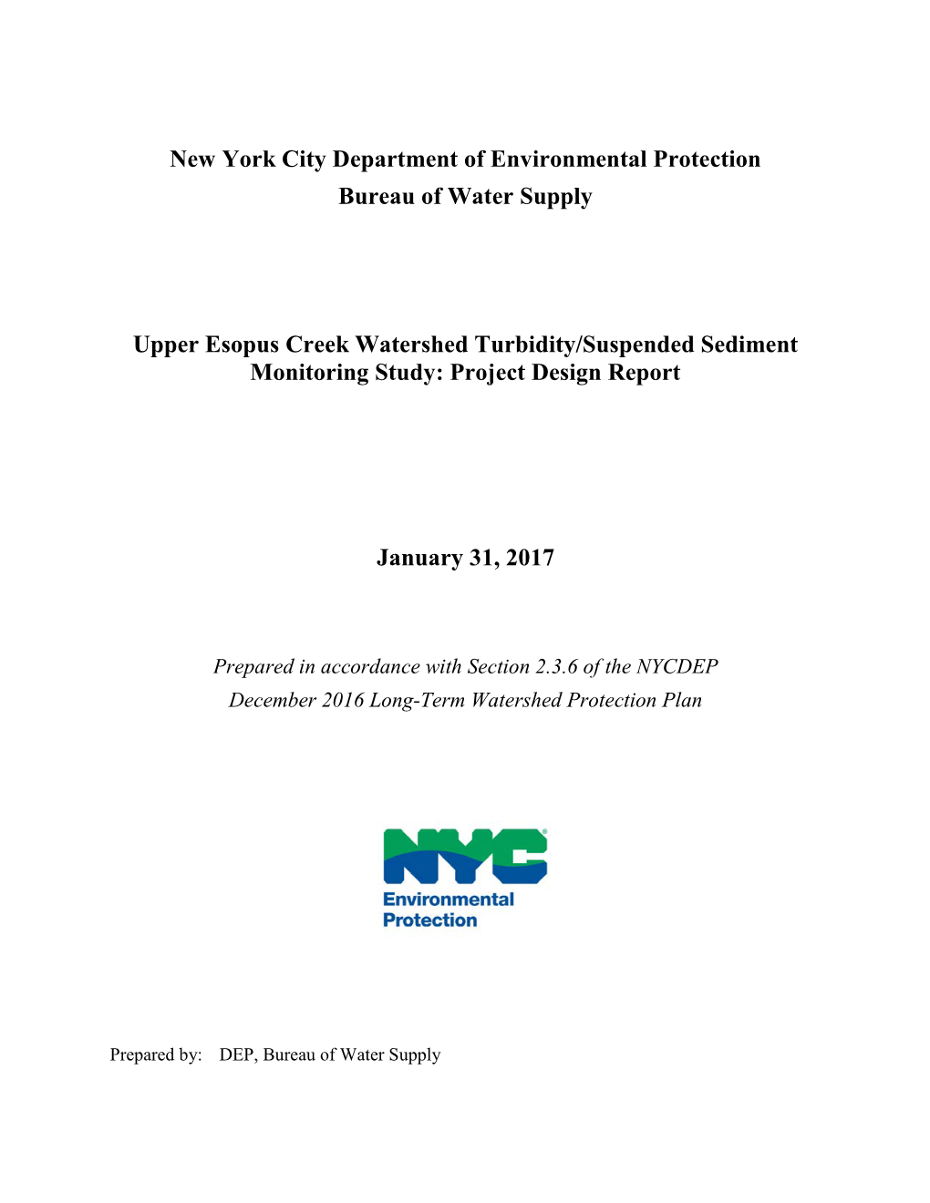 New York City Department of Environmental Protection Bureau of Water Supply