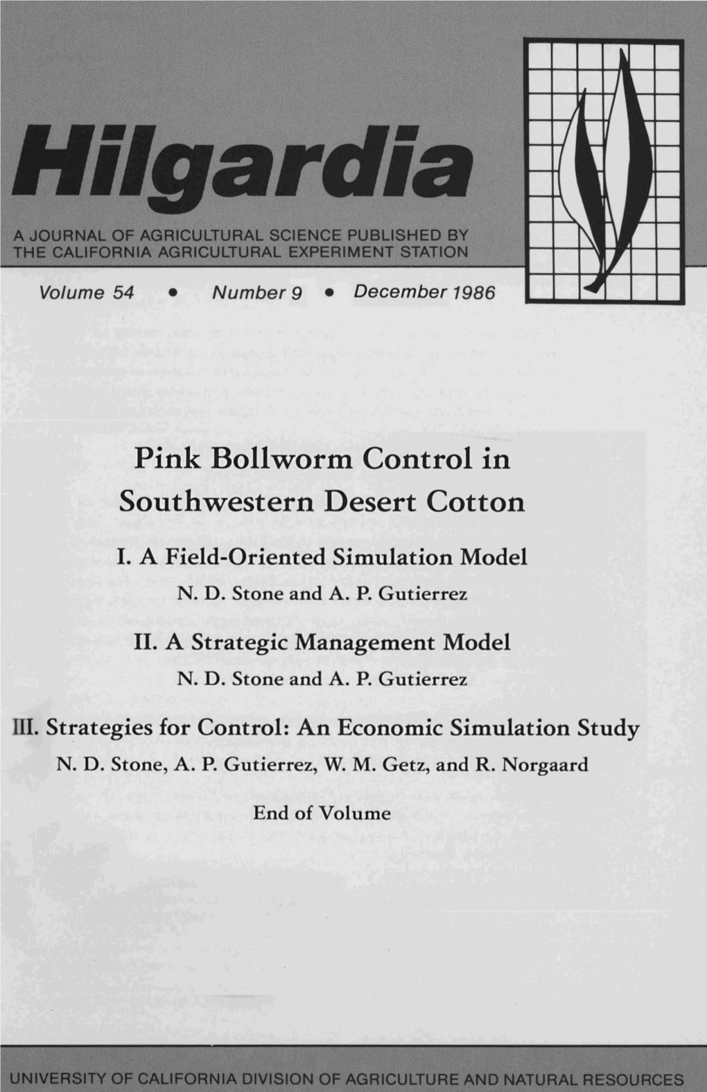 Pink Bollworm Control in Southwestern Desert Cotton