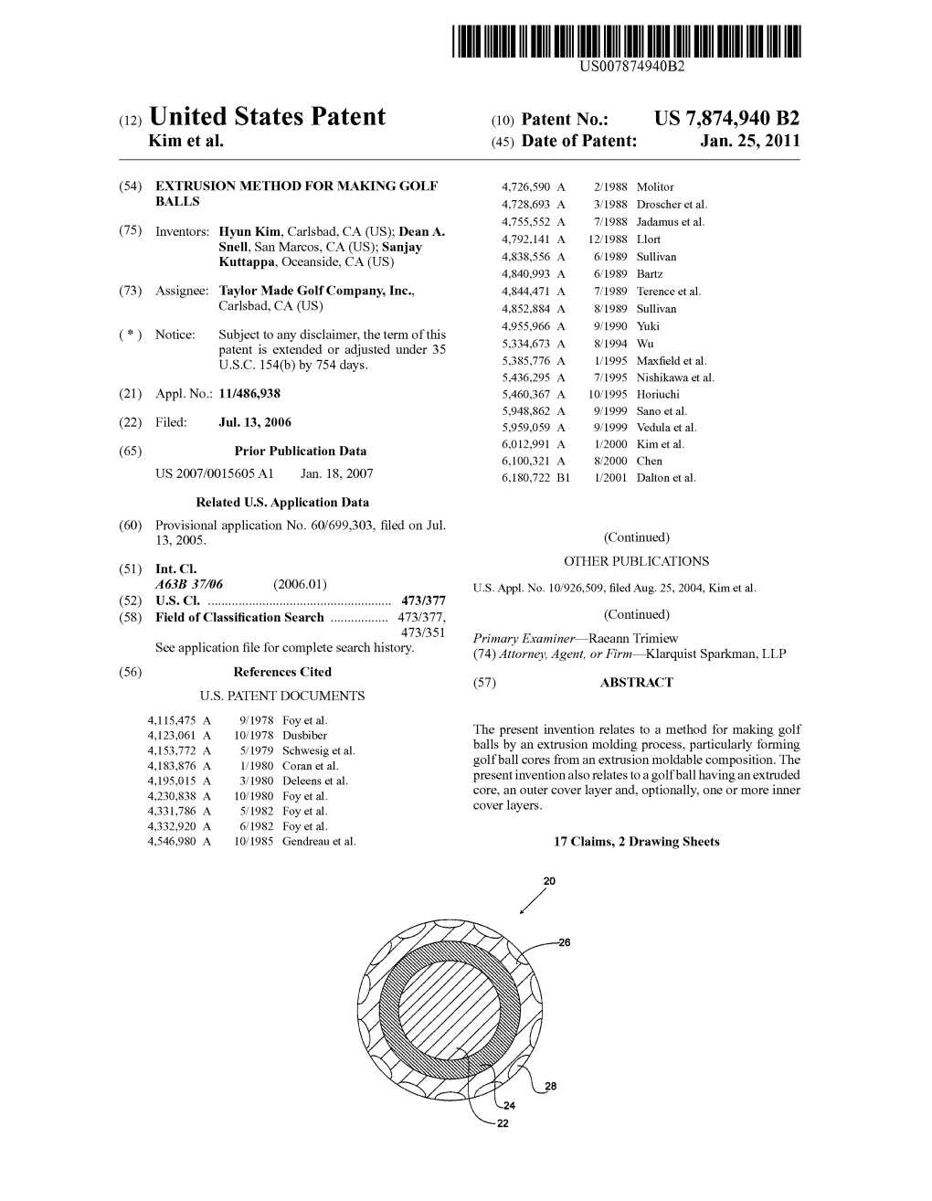 Patent (10) Patent N0.: US 7,874,940 B2 Kim Et Al