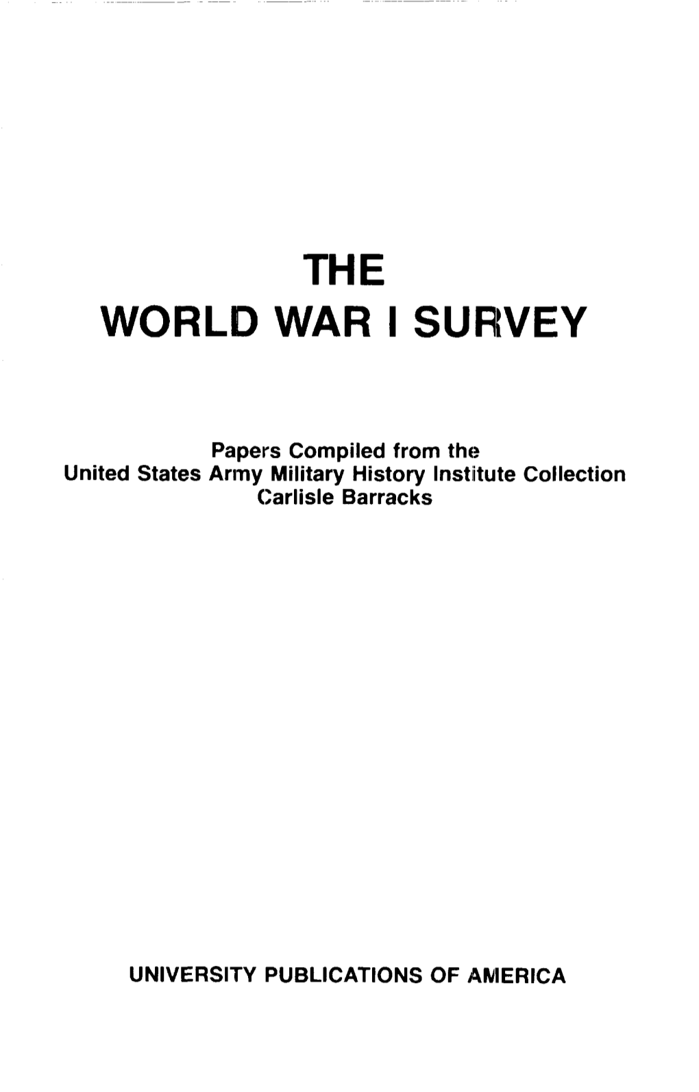 The World War I Survey