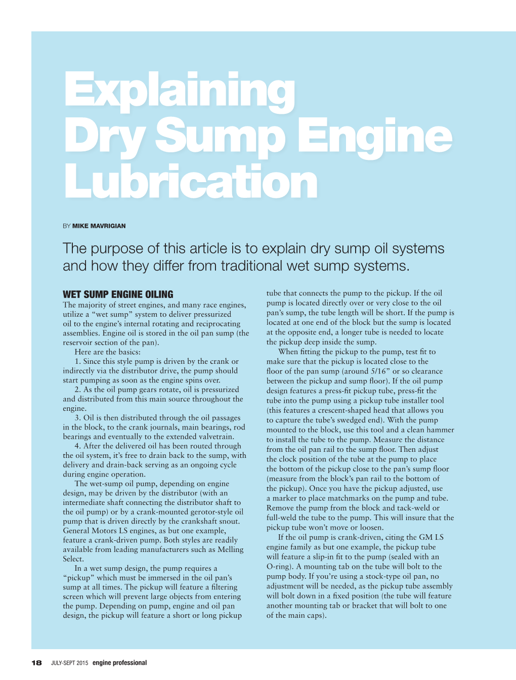 Explaining Dry Sump Engine Lubrication
