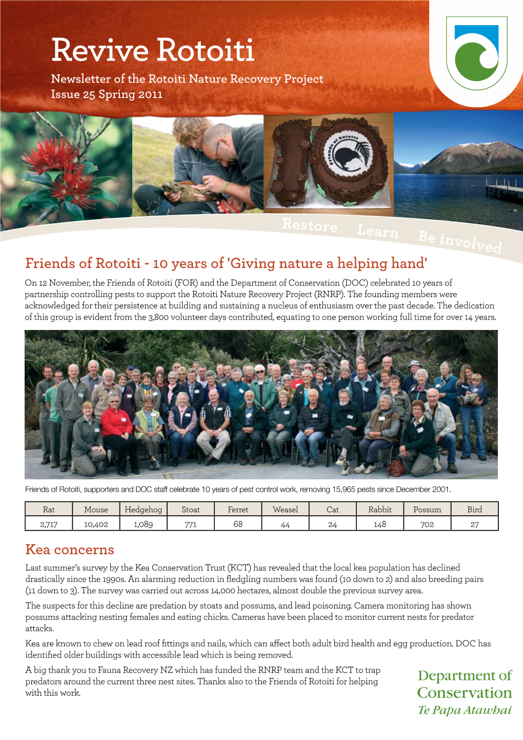 Revive Rotoiti Newsletter of the Rotoiti Nature Recovery Project Issue 25 Spring 2011