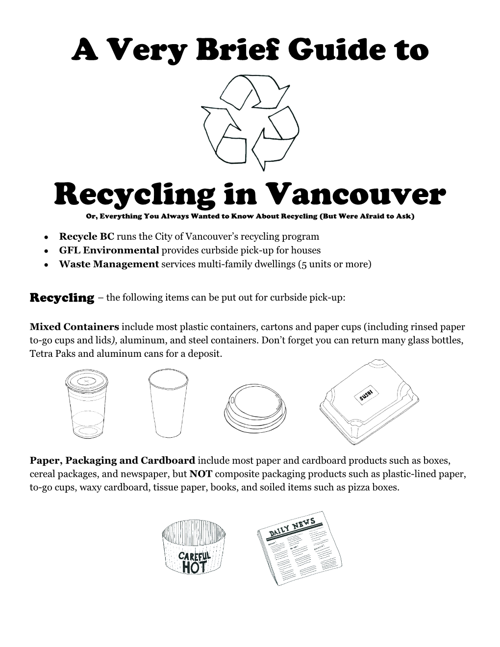 A Very Brief Guide to Recycling in Vancouver