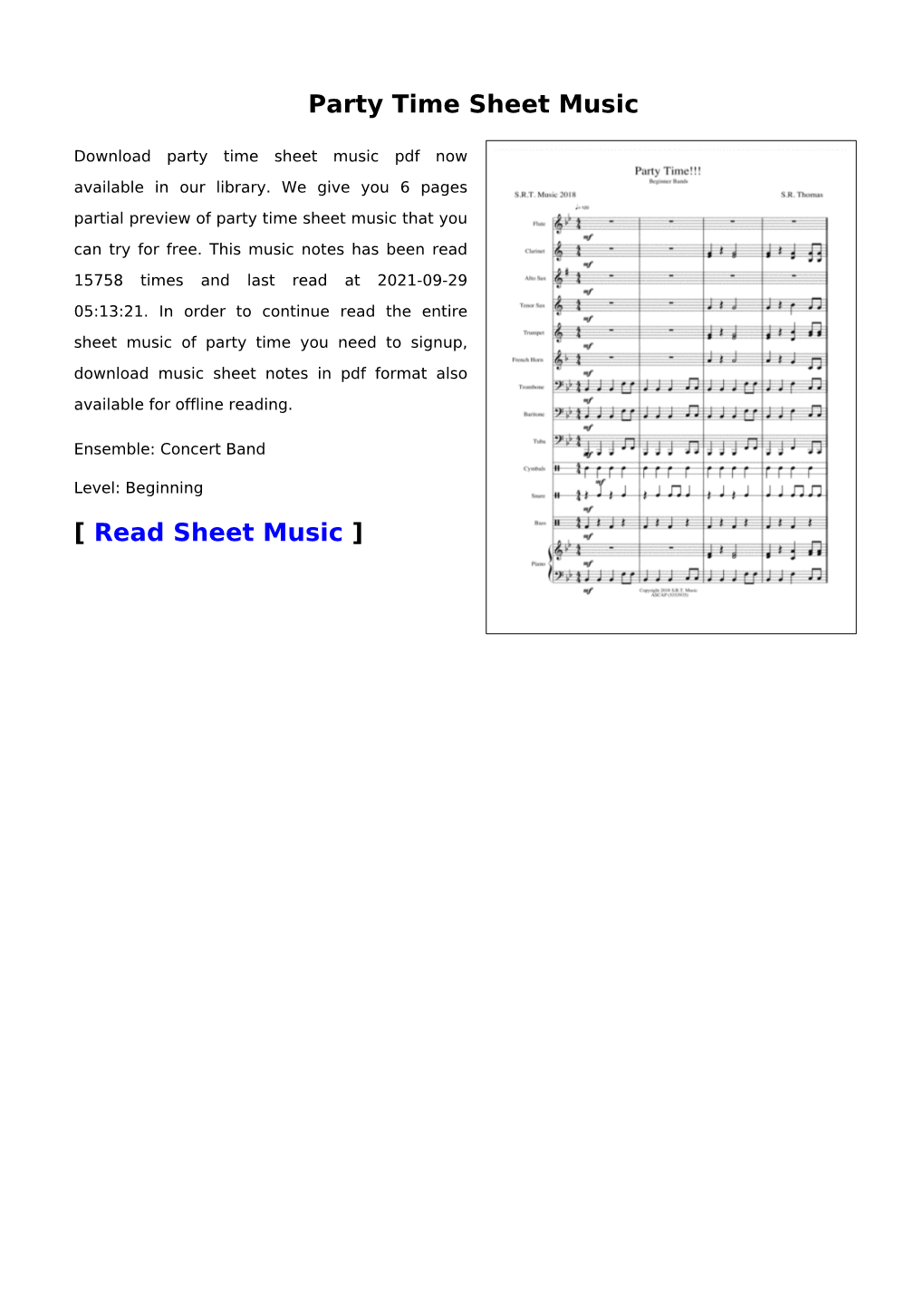 Party Time Sheet Music