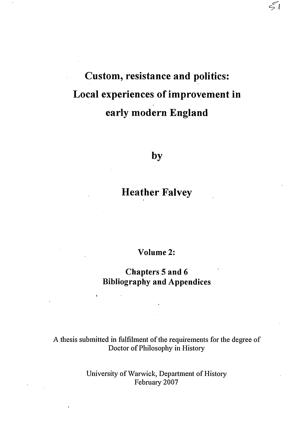 Chapters 5 and 6 Bibliography and Appendices