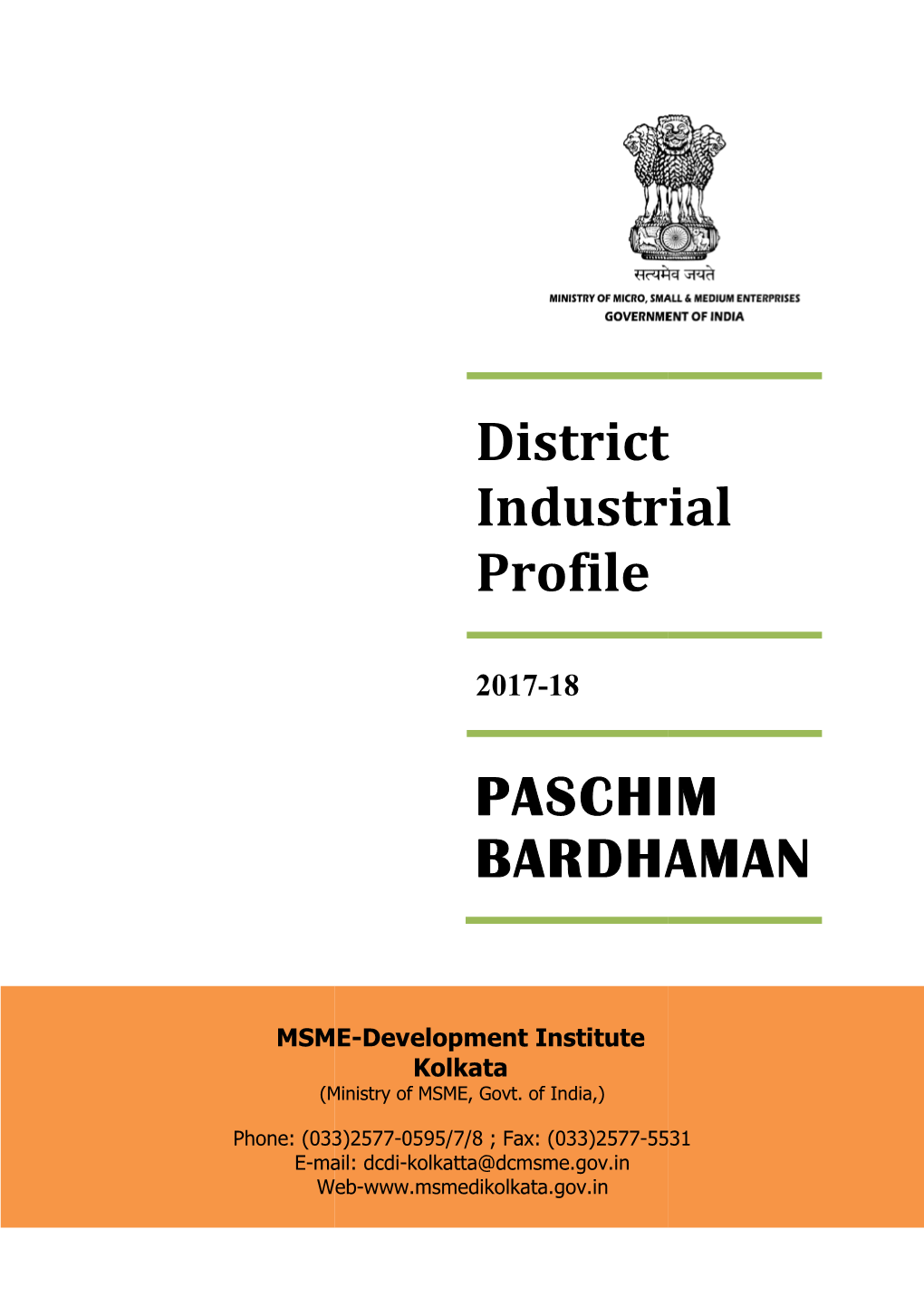 District Industrial Profile PASCHIM BARDHAMAN District Industrial