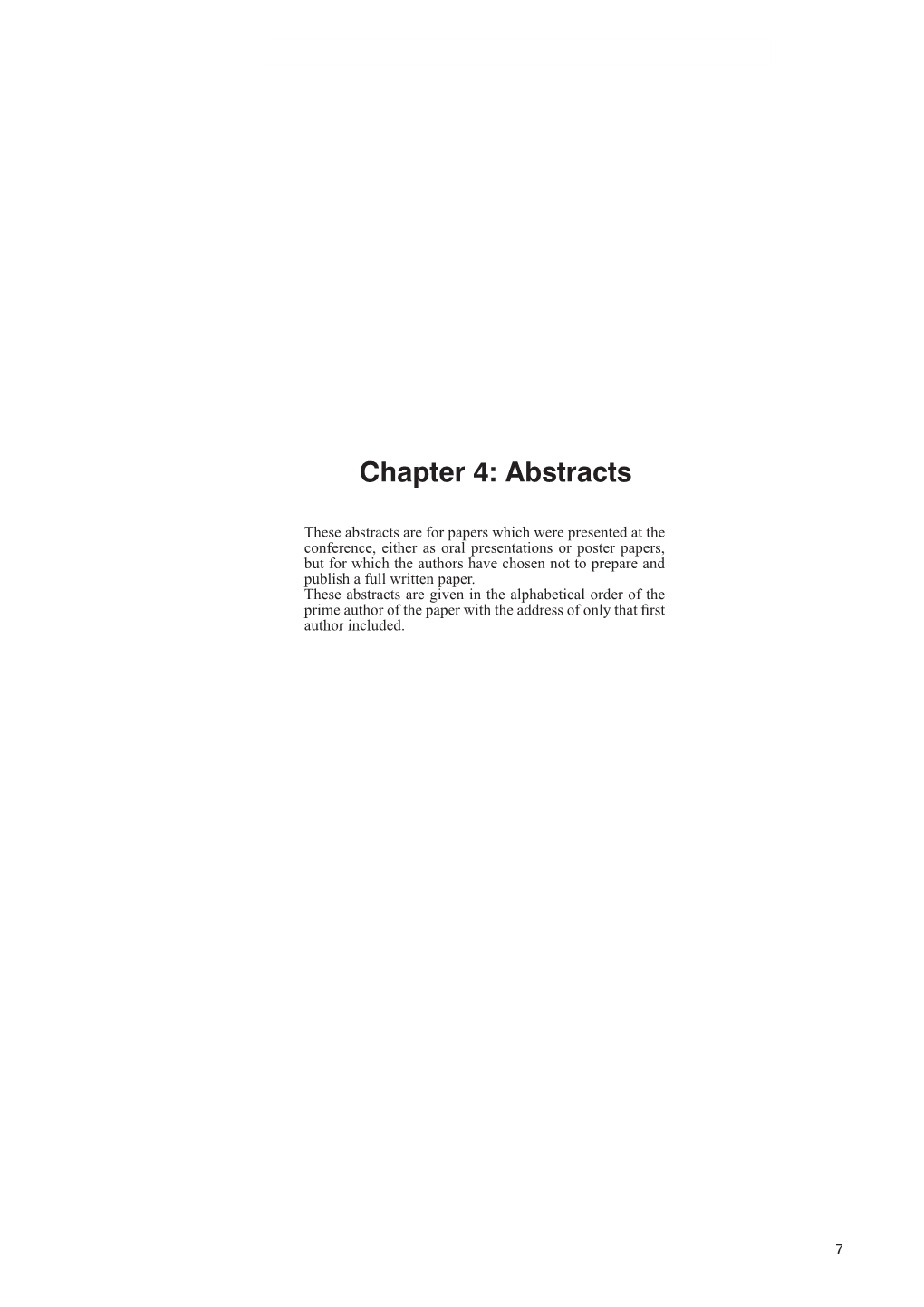 Chapter 4: Abstracts