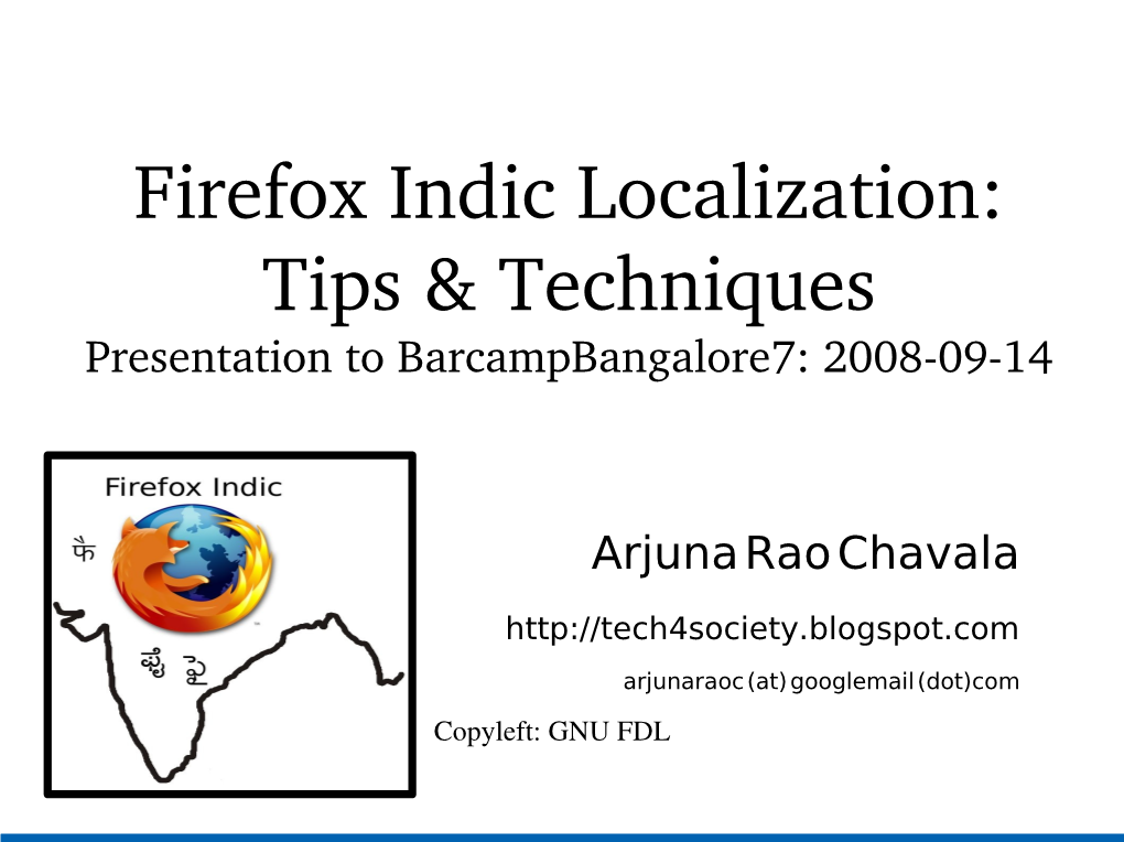 Firefox Indic Localization: Tips & Techniques