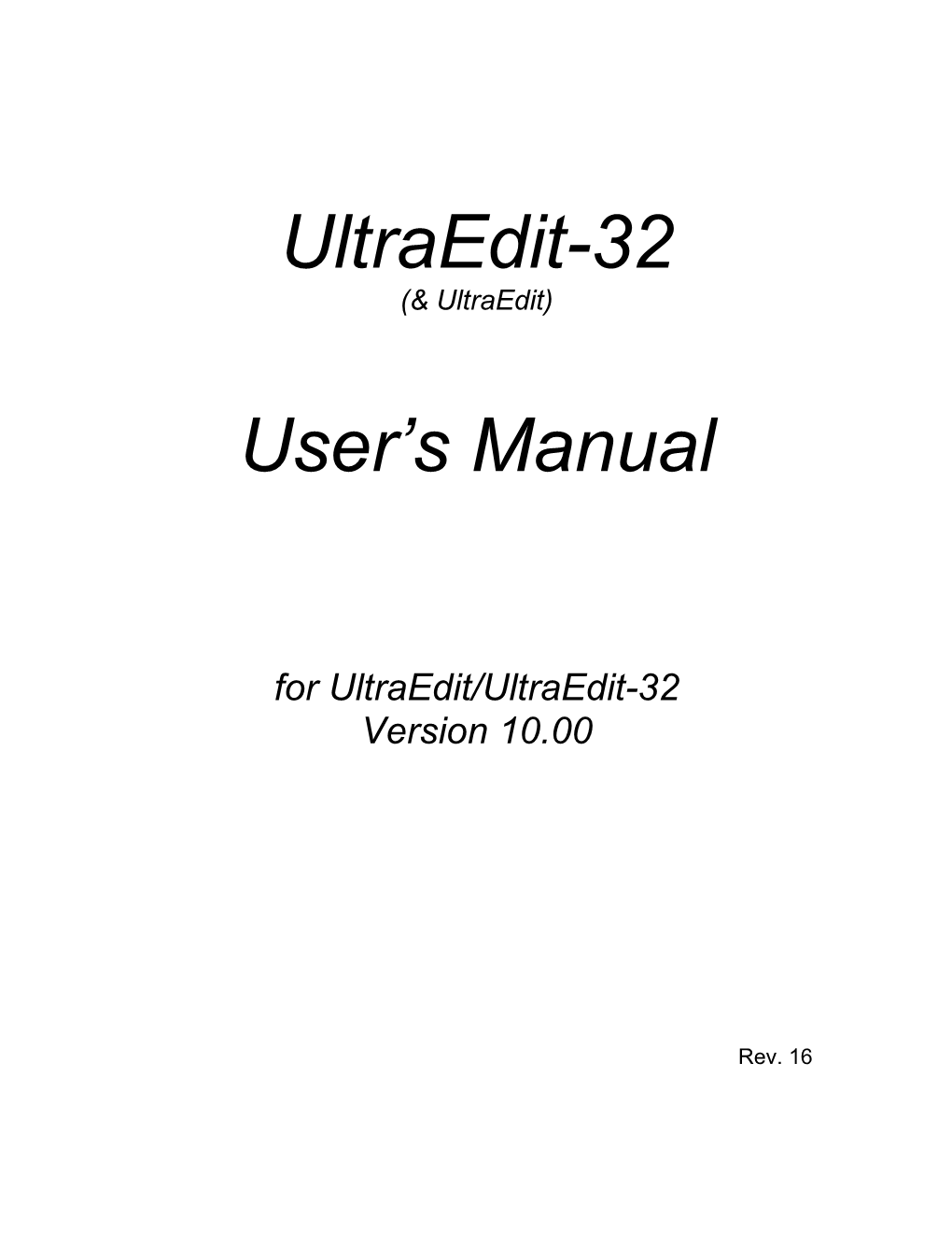 Ultraedit-32 User's Manual