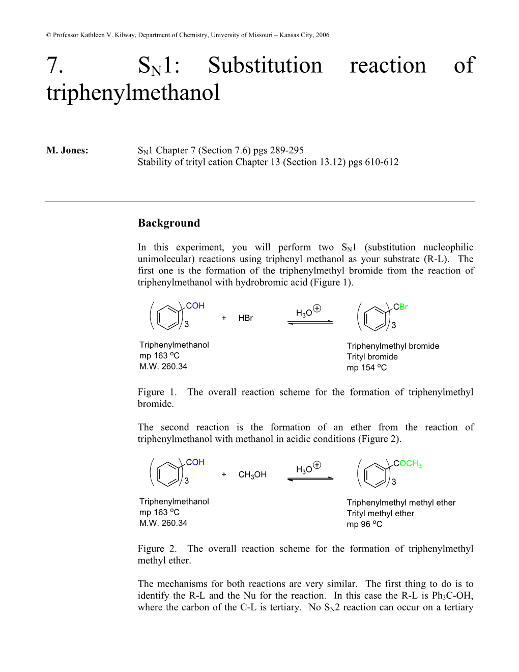 7. SN1: Substitution Reaction of Triphenylmethanol